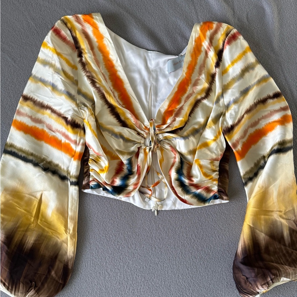 Intermix exclusive SILVIA TCHERASSI
Odette Drawstring Silk Blouse. Size L